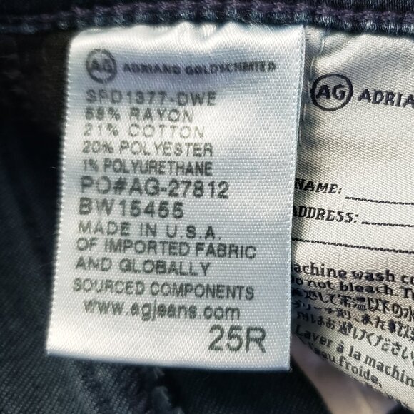 Ag Adriano Goldschmied Women’s The Stevie Slim Straight Ankle Cropped Jeans 25R - Picture 8 of 9